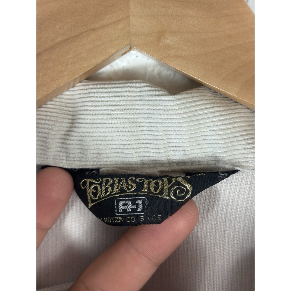 Vintage 70s Tobias Tops Corduroy Jacket Cream Beige Workwear Distressed 1970s - Picture 4 of 15